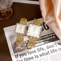 GEDI 62019 Amoureux Robe Bracelet Chaîne Cristal Quartz Montre-Bracelet Acier Inoxydable Couple Étanche Slim Homme Femme Cadeau Montre