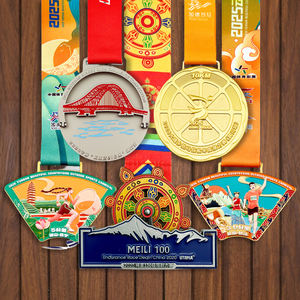 Médaille de récompense sportive en alliage de zinc plaqué argent et <span class=keywords><strong>or</strong></span>, avec impression typographique, remplissage de couleur, logo, texte et numéro personnalisés - Product Image 5