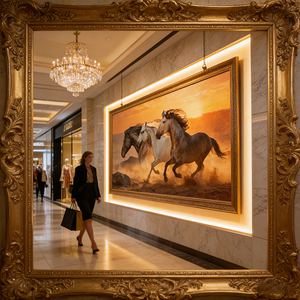 Peintures d'animaux imprimées, tableau mural décoratif Chevaux Dorés, papier peint mural, décoration murale marocaine, décoration de salon - Product Image 2