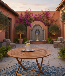 Mesa plegable redonda de teca fabricada en Jepara, diseñada para brindar durabilidad, fácil manejo y elegantes experiencias de comedor al aire libre en todo el mundo. - Product Image 3