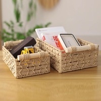 Panier de rangement de bureau Cosmétiques Key Snacks Table basse Panier de rangement tissé en rotin