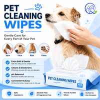 Lingettes pour animaux de compagnie en vrac, 80 lingettes, parfum floral naturel, lingettes douces pour un nettoyage en profondeur, pour chats et chiens, sans alcool, résistantes aux déchirures
