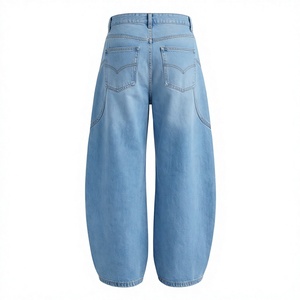 Jean droit taille haute respirant en denim délavé écologique pour homme, coupe droite, style cargo, décontracté, bleu vintage - Product Image 2