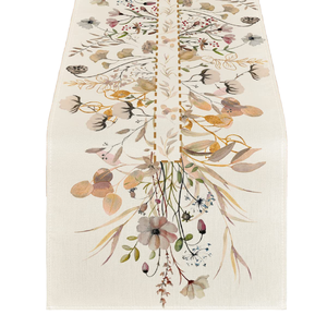 Wildflower Leaves Floral Printed Woven Polyester/Cotton Customized Fall Thanksgiving Kitchen Dining <b>Table</b> <b>Runner</b> Home Party - Product Image 1