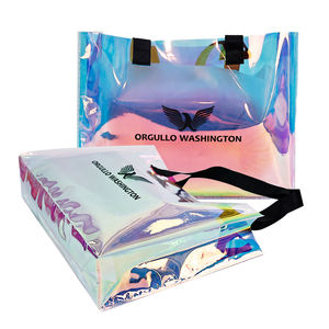 Venta caliente de alta calidad de plástico Pvc láser colorido bolsa de embalaje <span class=keywords><strong>para</strong></span> <span class=keywords><strong>ropa</strong></span> bolsa de cosméticos <span class=keywords><strong>bolsas</strong></span> de compras con logotipos - Product Image 6