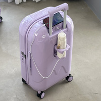 Valise de voyage pour étudiants mignonne de 20 pouces, valise à crème glacée à l'apparence élégante avec roues universelles, en ABS et PC