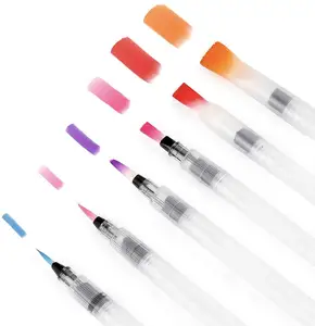 水刷笔，高级尼龙刷套装6个水色绘画画笔，用于水溶性彩色铅笔