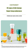 Fashion Design Oem 7.4V 6 Blades Oplaadbare Draagbare Blender Fruit Blender Draagbare Usb Met 550Ml Capaciteit
