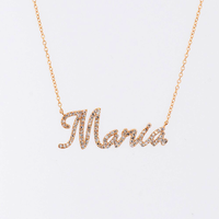 Collier personnalisé avec plaque nominative entièrement sertie de diamants, bijoux en argent 925, collier avec nom personnalisé, cadeau pour femme