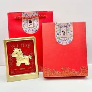 Cuadro de Caballo en Lámina de Oro con Marco Metálico, Oro Puro 999, Decoración de Año Nuevo Chino, Regalo para Hogar u Oficina - Product Image 2