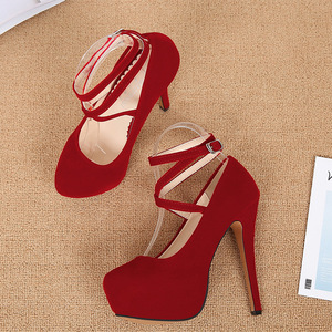 Women's 2026 Summer New Arrivals European American Style Fashionable Cross Strap Plus Size High <b>Heel</b> Shoes Nightclub Footwear - Product Image 4