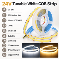 Bande LED COB 24V, blanc réglable 2300-5800K, éclairage circadien centré sur l'humain, IP33, intérieur, dimmable