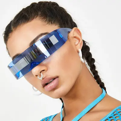 Новое поступление 7013, брендовые солнцезащитные очки без оправы с прозрачными цельными линзами в форме размера