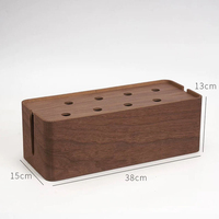 Organisateur de câbles en bois massif, boîte de rangement décorative rectangulaire pour prise de courant, gestionnaire de câbles de données, boîte en bois portable pour batterie externe