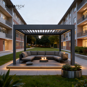 Pergola de luxe haut de gamme en aluminium avec <span class=keywords><strong>toit</strong></span> à lames motorisées silencieuses, conception bioclimatique coupe-vent, facile à assembler - Product Image 2