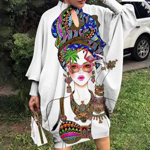 Vestido africano tamanho grande solto manga comprida, feminino plus size solto outono 2022