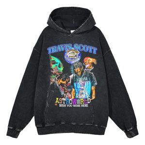 Felpa con Cappuccio Vintage Invernale Unisex (<span class=keywords><strong>Astroworld</strong></span>/Birds Eye View) Stile Hip Hop Streetwear Ecologica Antivento Vestibilità Ampia - Product Image 2