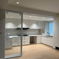 Portes coulissantes en verre à cadre fin pour maison, porte coulissante triple rail en aluminium sur mesure, verre trempé pour villa, rénovation d'appartement
