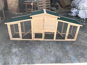 XPT065 Gabbia per Animali di Grandi Dimensioni in Colore Naturale, Trasportino per Animali in Stile Moderno in Legno con Chiusura a Strappo, Forma Quadrata per Polli da Esterno - Product Image 4