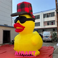 Canard gonflable pour décoration de fête, canard gonflable avec chapeau et lunettes noires