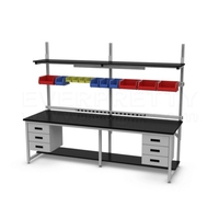 Offre Spéciale : Banc de Laboratoire Mobile Multifonctionnel au Design Moderne pour Sciences Physiques (Collège, Hôpital) avec 12 Tiroirs et Plateau en Résine