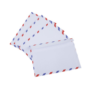 Enveloppe baroniale auto-adhésive blanche pour courrier aérien, taille 110*220 mm, avec rouge et bleu sur le bord, enveloppe en sinamay - Product Image 3