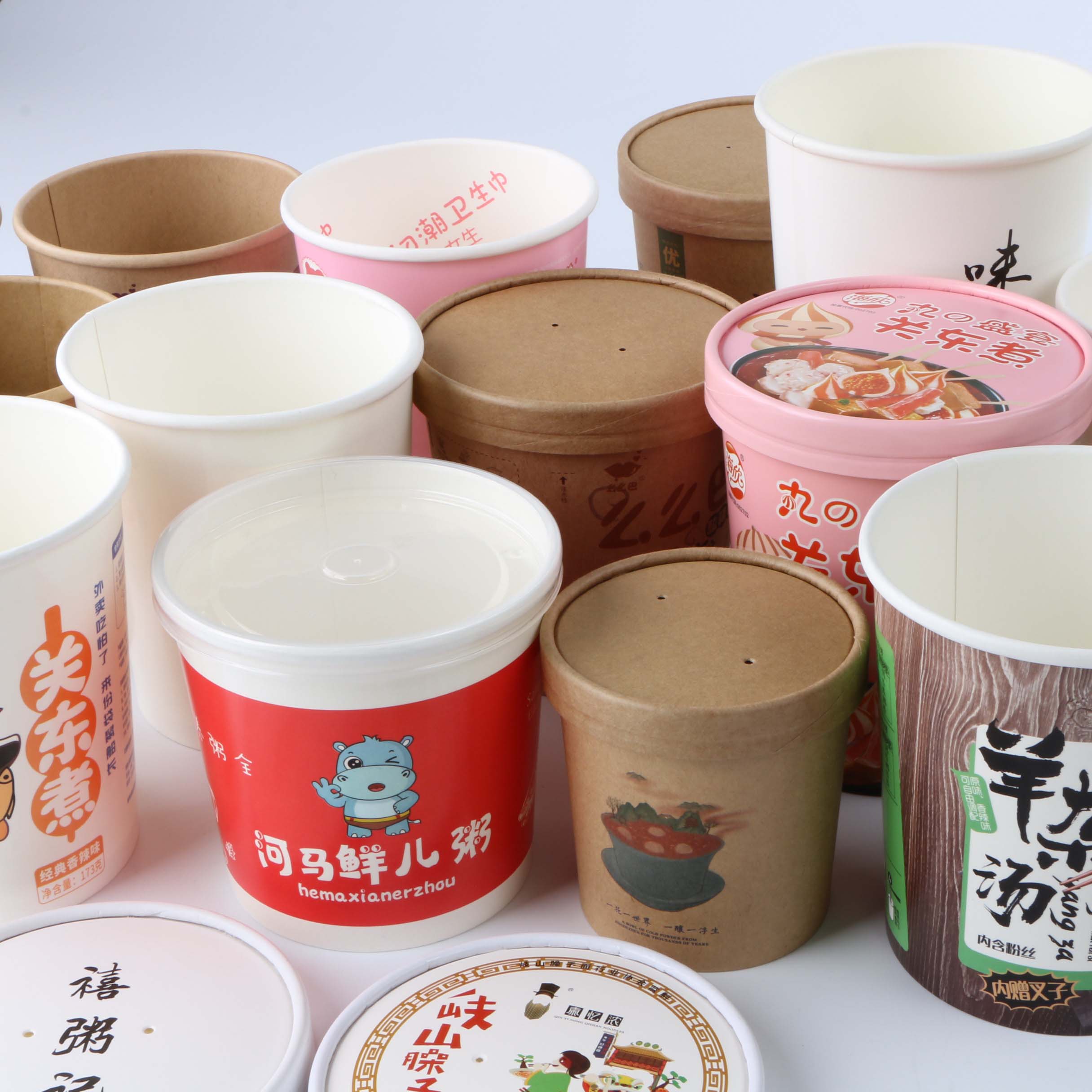 Hight Quality Customized Logo Printing Coated Kraft Paper Soup Cup With Lid