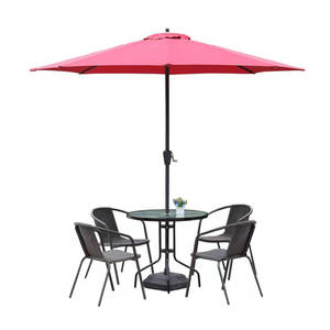 Al Aire Libre redondo francés <span class=keywords><strong>Bistro</strong></span> círculo sillón sillas al aire libre Metal ratán mimbre jardín flor silla con paraguas - Product Image 5