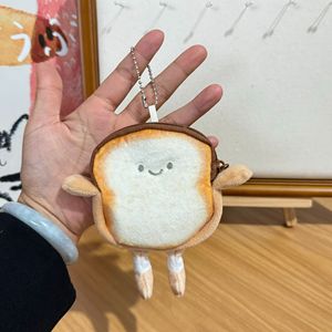 Nieuwe Creatieve Toast Brood Pluche Portemonnee Mode Kawaii Mini Key Card Oortelefoon Opslag Portemonnee Cartoon Tassen Hanger - Product Image 5
