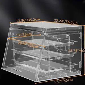 Jery Clear Food Bread Display Cabinet Snack Rack Acrylic Box Clear Dessert Storage Transparent Cake Display Stand