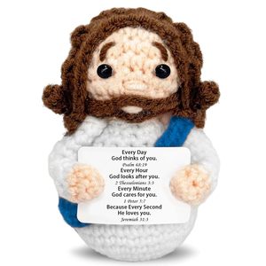 Poupée Portrait au Crochet en <span class=keywords><strong>Laine</strong></span> Blanche avec Robe et <span class=keywords><strong>Cheveux</strong></span> Bouclés – Poupée Crochetée pour Prière et Énergie Positive - Product Image 6