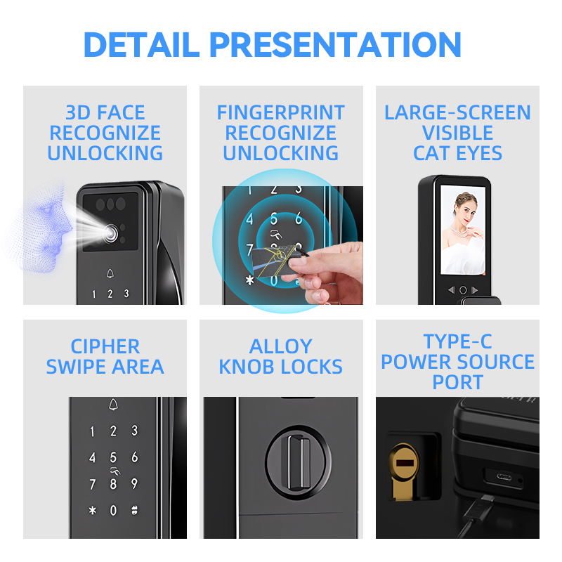 2025 Smart Door Lock ISEE HOME Wifi Fingerprint Pulm Cerradura Inteligente Digital Safe Smart Locks With 3D Face Camera · image 4