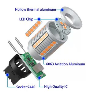 Haute Qualité 30W 45SMD <span class=keywords><strong>3030</strong></span> Sans Hyper Flash Canbus 1156 3156 7440 BA15S BAU15S P21W T20 T25 LED Ambre PY21W Canbus BAU15S Orange - Product Image 4