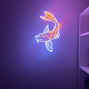 Lumière LED néon personnalisée Kanji Japon Enseigne néon <span class=keywords><strong>Poisson</strong></span> Koi Enseigne néon pour décoration Cadeau d'Halloween - Product Image 2