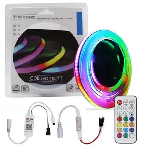 Lampu Led alur air Digital COB Led, Strip Led gradien RGB tahan air 12V 24V piksel dapat disesuaikan RGBIC