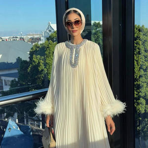 मियोक महिलाओं के प्लस आकार की प्लेटेड ड्रेस लाइट लक्जरी मध्य पूर्वी कपड़े आकस्मिक शैली की लंबाई वाली लंबी स्कर्ट पोशाक - Product Image 1