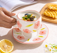 300ml fait à la main irrégulière en céramique mignon après-midi tasses à thé et soucoupes tasses à café et ensemble de vaisselle