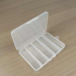 Transparent Plastic Fishing Tackle Box 5 Compartment PP <b>Medium</b> Size Covered Storage <b>Case</b> For Lure Hook Organizing Desktop Use - Product Image 4