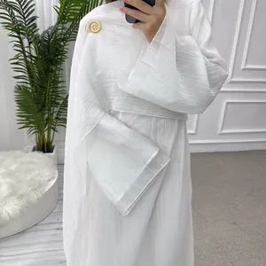 Vestido plisado de doble capa de color sólido, talla grande, estilo Abaya, hecho a mano, elegante y modesto, vestido largo islámico. - Product Image 1