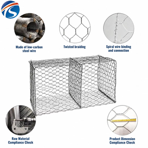 Gabion en treillis hexagonal galvanisé à chaud résistant aux intempéries, maille 60*80, avec certification ASTM, pour la protection des rives - Product Image 1
