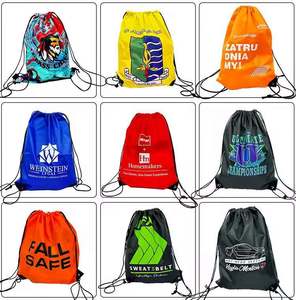 Ransel tali serut kanvas poliester kapasitas besar kustom untuk tas Gym tali pinggang penyimpanan perjalanan olahraga luar ruangan dengan pola huruf - Product Image 2