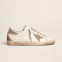 Baskets à lacets vintage d'inspiration créateur, style usé confortable, en cuir véritable, pour le jogging décontracté, avec talon scintillant en caoutchouc