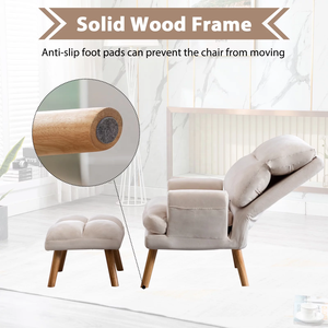 Hiện Đại Có Thể Điều Chỉnh Giữa Thế Kỷ Đồ Nội Thất Phòng Khách Nhung Vải Cánh Tay Giọng Phòng Chờ Ghế Bằng Gỗ Với Ottoman Cho Phòng Ngủ Bán - Product Image 5