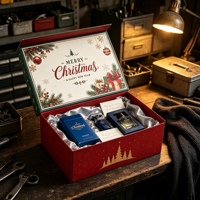 Caja de Regalo Navideña Tipo Cajón con Estampado Dorado para Exhibición de Velas, Galletas, Cacao y Juegos de Bufandas al por Mayor