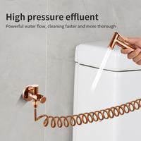 Ensemble de bidet mural moderne en or rose avec fonction de douche, pulvérisateur de bidet en laiton