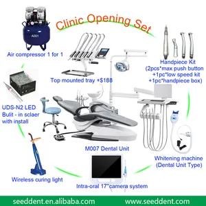 2023 Hot Sell Dental Units set with N2 LED Built in scaler with curing light with handpiece with air compressor dental chair