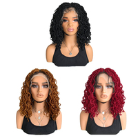 Perruque synthétique courte à tresses africaines en faux locs, perruque à dentelle complète, perruque bob tressée pour femmes, vente en gros, 12 pouces, cheveux bouclés torsadés