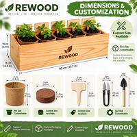 Kit de culture de bonsaï en gros avec boîte de plantation en bois, 5 variétés de graines, kit de démarrage DIY