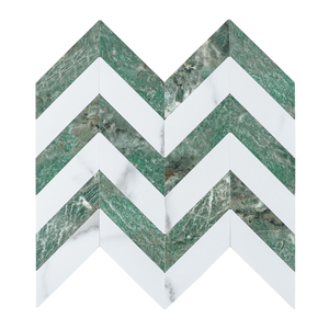 Dễ dàng tự làm Chevron giả màu xanh lá cây và trắng đá cẩm thạch Thiết kế vỏ và dính trên tự động dính gạch - Product Image 1