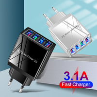 Chargeur rapide 4 ports USB pour tablette Samsung QC 3.0 Chargeur mural rapide Adaptateur de prise US EU UK pour iPhone